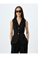 دکمه Slim Fit V -neck Vest جلیقه بلند-thumb