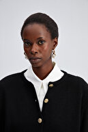 ژاکت کش باف کوتاه با دکمه طلا-thumb