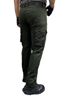 شلوار باربری مردانه تاکتیکی پارچه نخی گاباردین لایکرای خاکی تیره-thumb