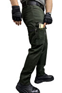 شلوار باربری مردانه تاکتیکی پارچه نخی گاباردین لایکرای خاکی تیره-thumb