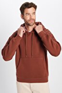 یونیسکس اورسایز یونیسکس بافت نرم نخی با بافت نرم با کلاه بردار قهوه ای با داخل پشمی-thumb