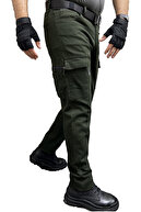 شلوار باربری مردانه تاکتیکی پارچه نخی گاباردین لایکرای خاکی تیره-thumb