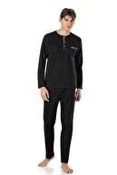 ست جهیزیه 5 تکه لباس خواب و روپوش آستین بلند و آستین کوتاه نخی مردانه-thumb