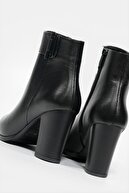 چکمه و بوت پاشنه دار چرم طبیعی مشکی زنانه-thumb