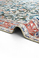 فرش آبی تیره آنتیک قدیمی طرح قومی فرش شنیل بافته شده معتبر فرش اتاق نشیمن قابل شستشو-thumb