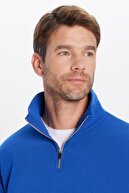 Unisex آرامش راحت نصف پنبه بر برش راحت با پشم گوسفند داخل ساکس پیراهن یقه بلند آبی ساکس-thumb