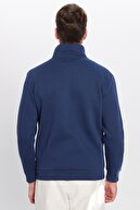 Unisex Relach Fit Cut Cut Cutton LaCıivert با نیمی از Ziphone با دعاوی فلپر انجام شده توسط پیراهن گردن قرمز-thumb