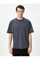 اورسایز تیشرت یقه گرد آستین کوتاه نخی-thumb