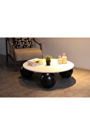 White Round Mdf - Black Foot