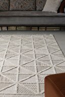 فرش اتاق نشیمن با طرح‌های قومی بافته‌شده مدرن و ضد گرد و غبار ساکورا 2201-thumb