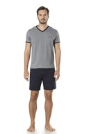 ست جهیزیه 5 تکه لباس خواب و روپوش آستین بلند و آستین کوتاه نخی مردانه-thumb