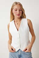 جلیقه کوتاه بافت سفید زنانه TO00048-thumb