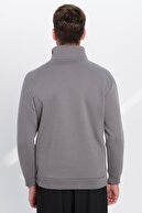 Unisex Relair Coopy Cut Cut Cut با پشم گوسفند نیمی از زیپ خاکستری قلاده عمودی-thumb