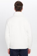 Unisex Relach Fit Fit Cut Cutton Fleenery با نیمی از زیپ دار پیراهن گردن قرمز سفید-thumb