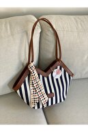 TAN GARNISH NAVY STRIP