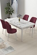 Table White/Chairs Burgundy
