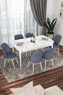 Table White Marble Pattern Chairs Smoked