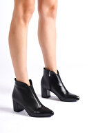 پاشنه زن سیاه چرمی واقعی چرمی DP02-1924-thumb