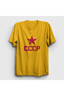 Presmono Unisex Sarı Red Cccp Sovyetler Birliği T-shirt 267321tt