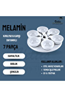 6 قطعه مجموعه کلوچه ملامین ، صبحانه ، سس 7 قطعه سفید-thumb