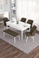 Table White Chairs and Bench Coffee