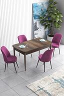 Table Black Marble Chairs Purple