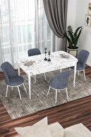 Table White Marble Patterned Chairs Smoked