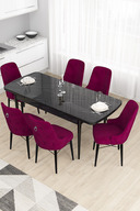 Black Marble Pattern Table, Damson Chair