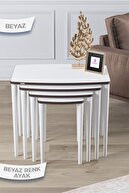 Coffee Tables White Edges Walnut Feet White