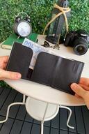 پاپولا - جای کارت و کیف پول مردانه مشکی با مکانیزم چرم طبیعی، محافظ Rfid، ضد سرقت-thumb