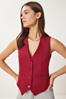 جلیقه کوتاه بافت قرمز زنانه TO00048-thumb