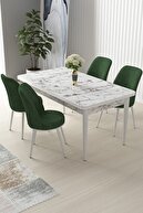 Table White/Chairs Khaki Green