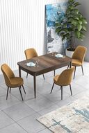 Table Black Marble Patterned Chairs Cappucino