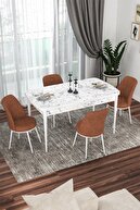 Table White Marble Pattern Chairs Tile