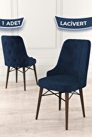 Chair Navy Blue Feet Walnut