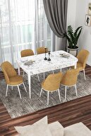 Table White Marble Pattern Chairs Cappuccino
