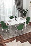 Table White Marble Patterned Chairs Khaki Green