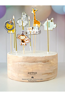 3 -Set Happy Behrhday Safari Tema Cake Ornament Banner و 6 قطعه جشن تولد شمع طلای طولانی-thumb