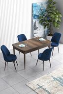 Table Black Marble Chairs Navy Blue
