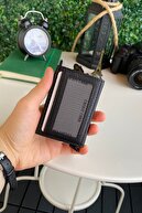 پاپولا - جای کارت و کیف پول مردانه مشکی با مکانیزم چرم طبیعی، محافظ Rfid، ضد سرقت-thumb