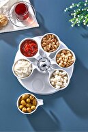 6 قطعه مجموعه کلوچه ملامین ، صبحانه ، سس 7 قطعه سفید-thumb