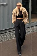 شلوار زنانه Palazzo جیبی کمری الاستیک هرا مشکی-thumb