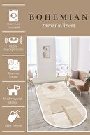 فرش بیضی شکل بوهمی آشپزخانه ضد لک پایه غیر لغزنده قابل شستشو با ماشین لباسشویی فرش و رانر اتاق نشیمن-thumb