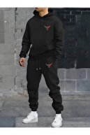 ست لباس ورزشی دو نخی 100% پنبه با چاپ بول یونیسکس کلاهدار-thumb