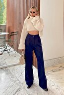 شلوار زنانه جیبی ناوی هرا الاستیک کمری Palazzo-thumb