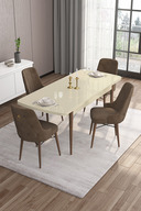 Table Cream Feet Walnut Chair Brown