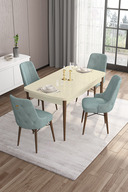 Table Cream Feet Walnut Chair Sea Green