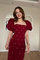 یقه مربع سنگ حداکثر سنگ به تفصیل لباس pera burgundy-thumb