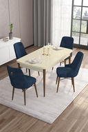 Table Cream Feet Walnut Chair Navy Blue