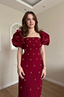 یقه مربع سنگ حداکثر سنگ به تفصیل لباس pera burgundy-thumb